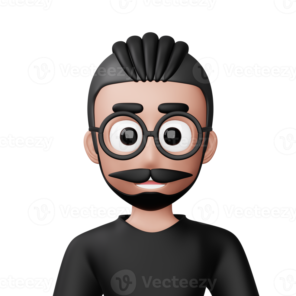 Cute cartoon man, happy people, 3d rendering png