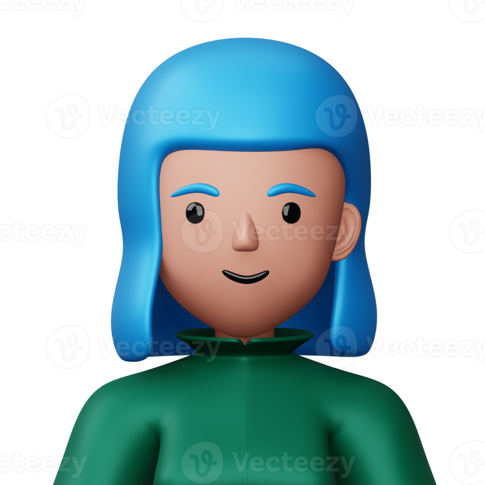 Cute cartoon woman, happy people, 3d rendering png