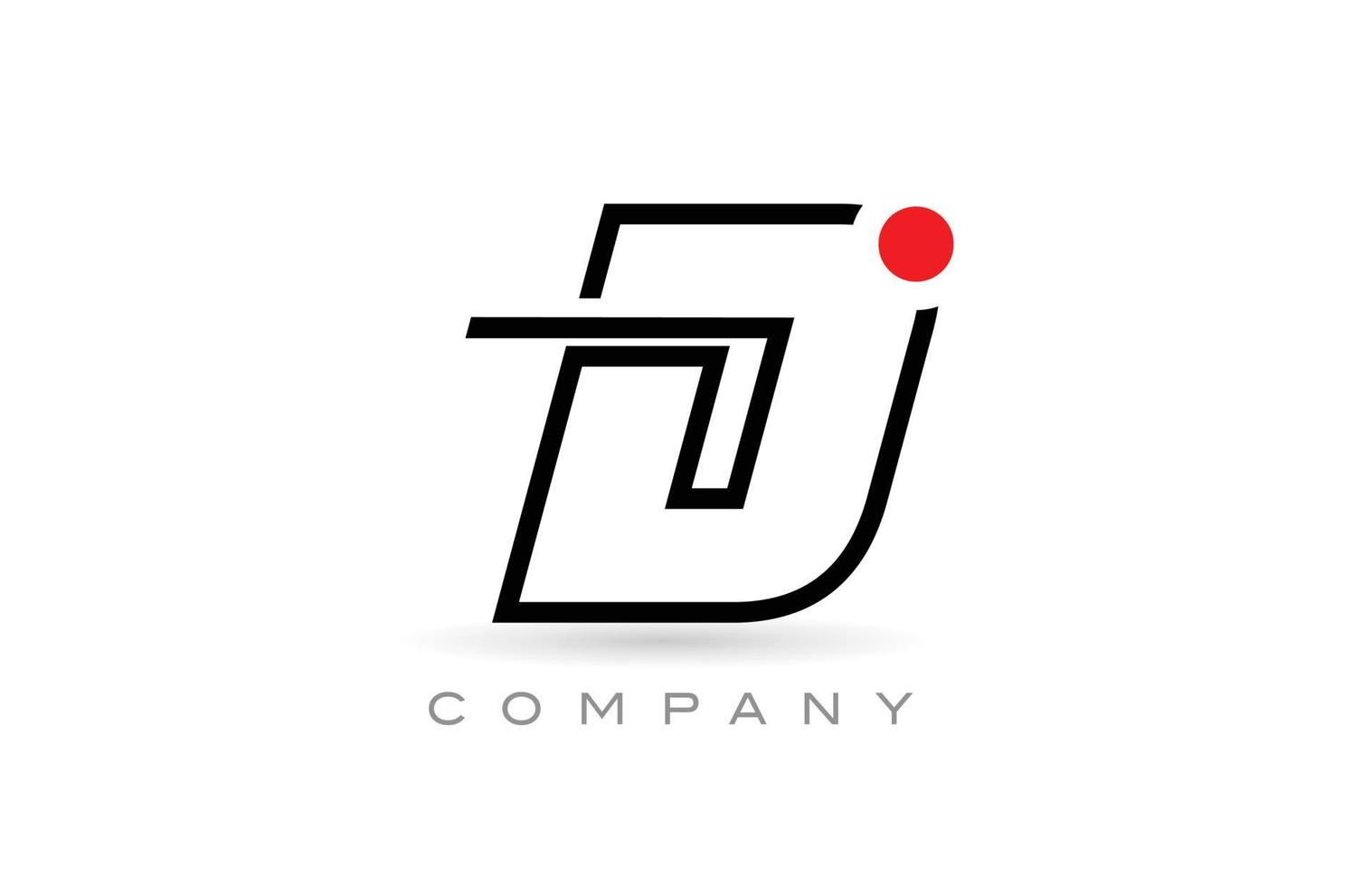 Simple D alphabet letter logo icon design with line and red dot. Creative template for company and business vector