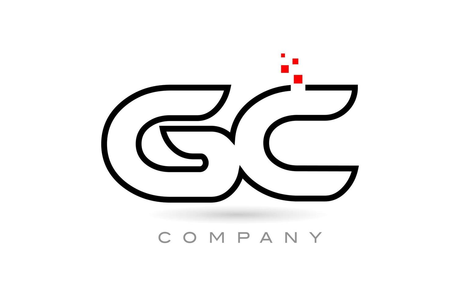 GC connected alphabet letter logo icon combination design with dots and red color. Creative template for company and business vector