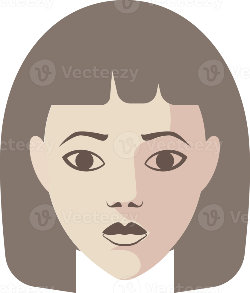 Free la fille fait face à des illustrations plates. png avec fond