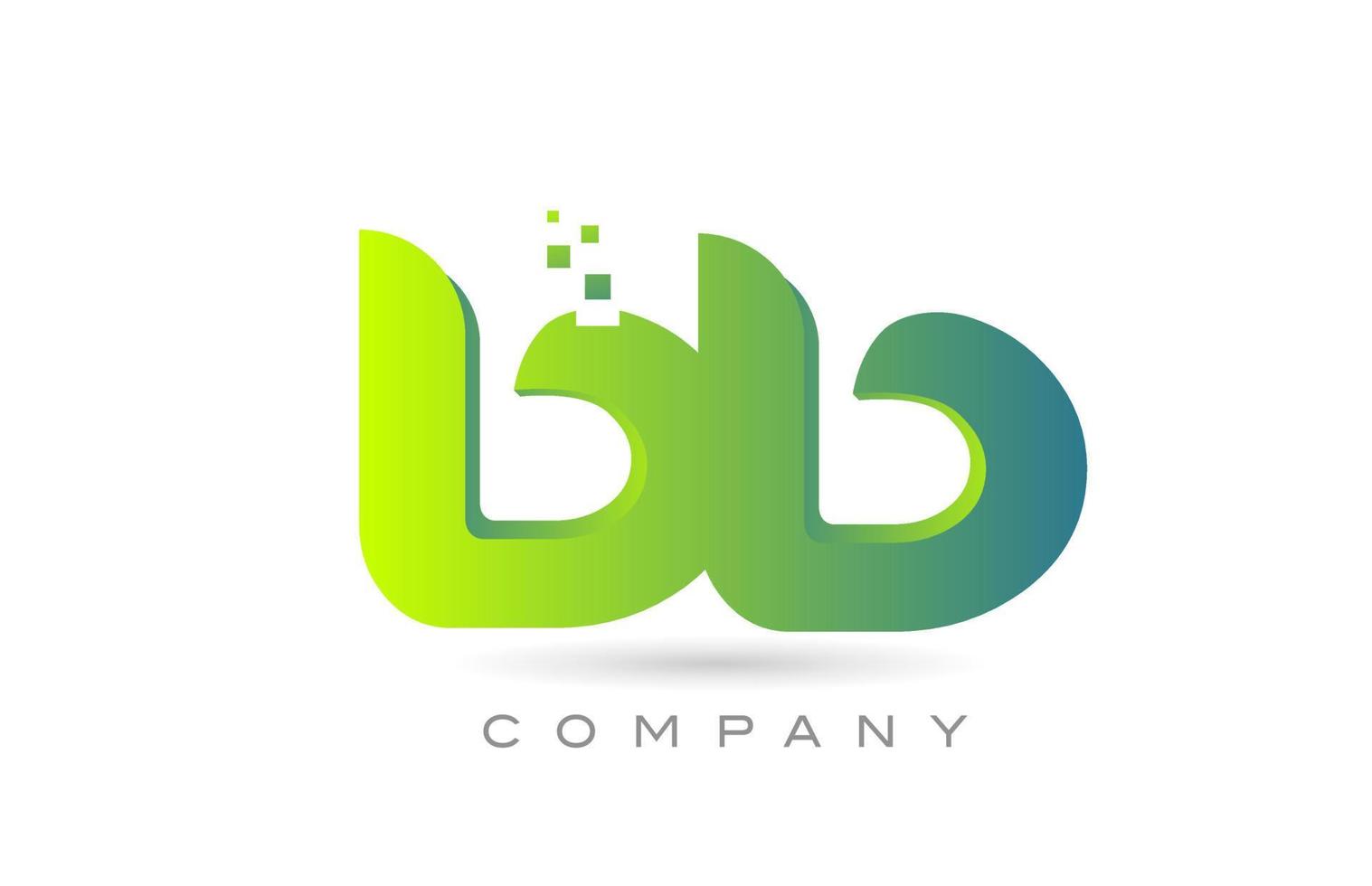 se unió al diseño de combinación de iconos del logotipo de la letra del alfabeto bb con puntos y color verde. plantilla creativa para empresa y negocio vector