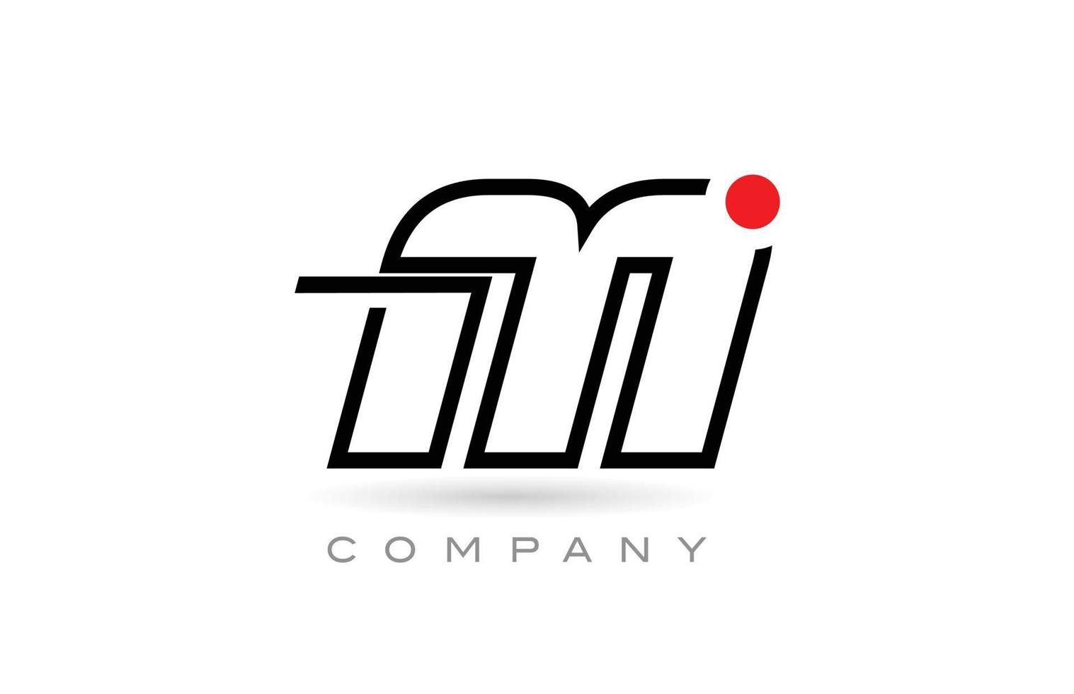 Simple M alphabet letter logo icon design with line and red dot. Creative template for company and business vector