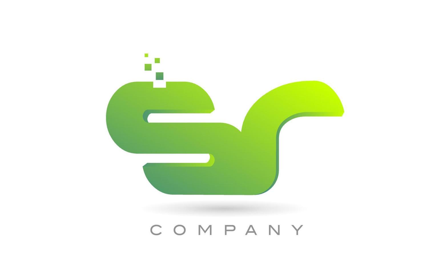 se unió al diseño de combinación de iconos del logotipo de la letra del alfabeto sr con puntos y color verde. plantilla creativa para empresa y negocio vector