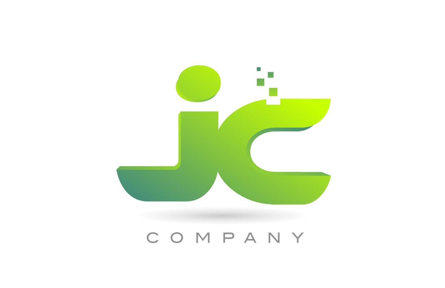 joined JC alphabet letter logo icon combination design with dots and green color. Creative template for company and business vector