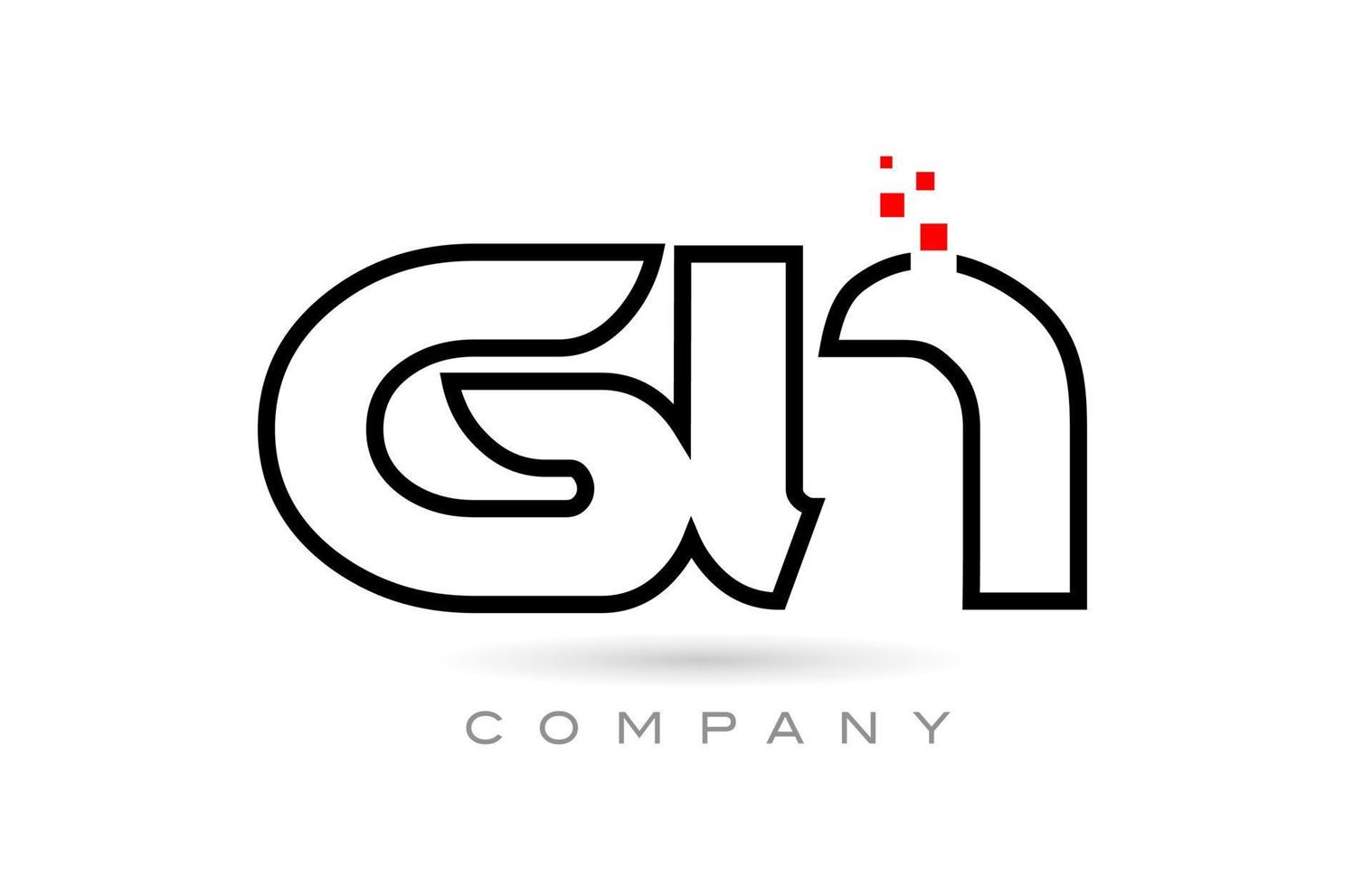 GN connected alphabet letter logo icon combination design with dots and red color. Creative template for company and business vector