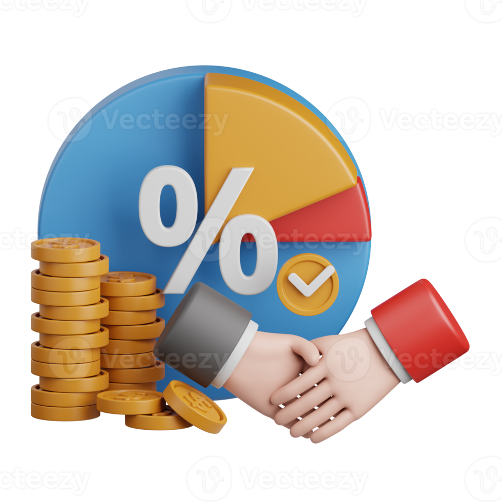 Reparto de beneficios de representación 3d aislado útil para negocios, industria, empresa, empresa y finanzas png