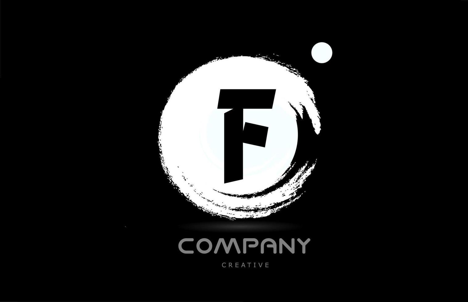 F grunge alphabet letter logo icon design with japanese style lettering in black and white. Creative template for company and business vector