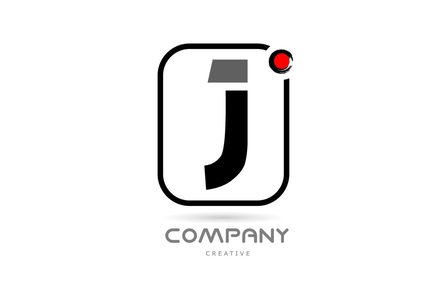 j diseño de icono de logotipo de letra del alfabeto en blanco y negro con letras de estilo japonés vector