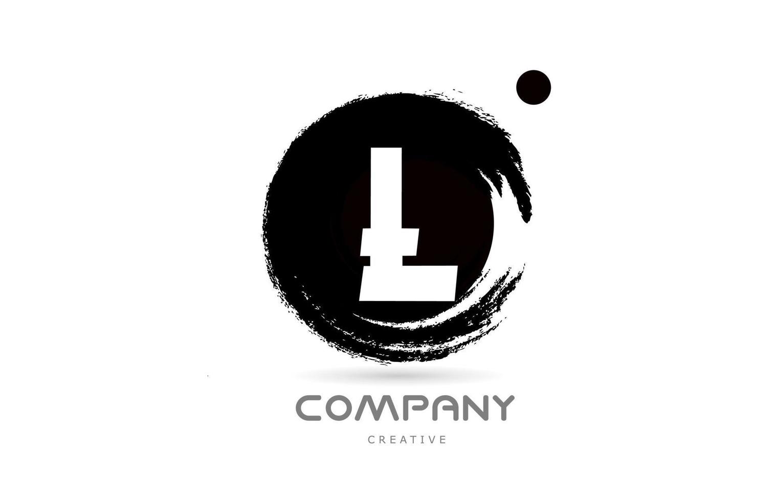 L black and white grunge alphabet letter logo icon design with japanese style lettering. Creative template for company and business vector