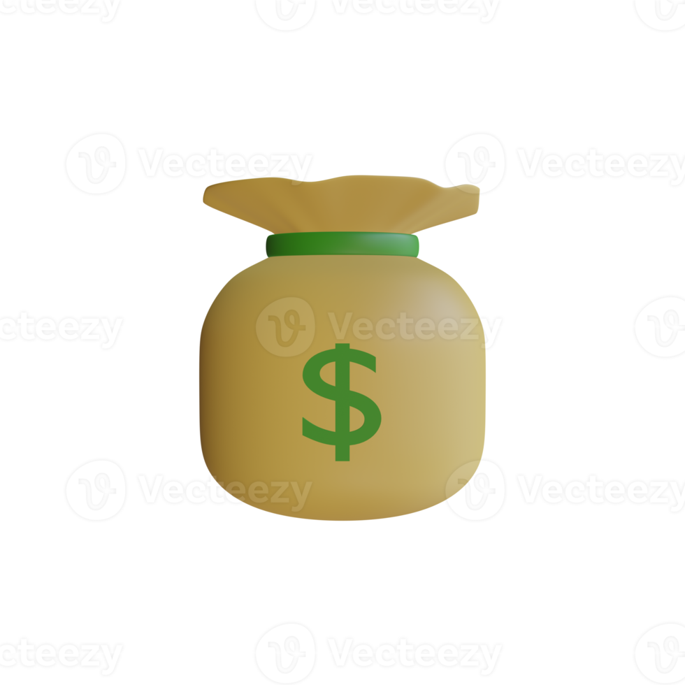 Sack Geld 3D-Rendering png