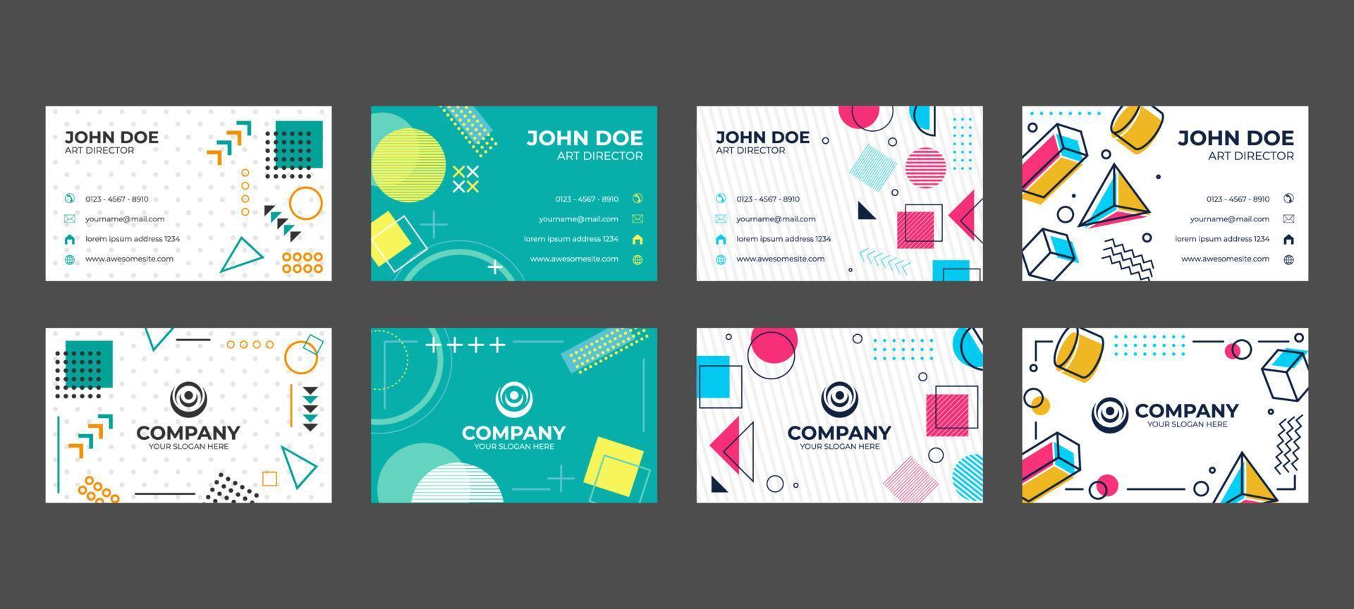 Business Card in Memphis Style Template Design vector