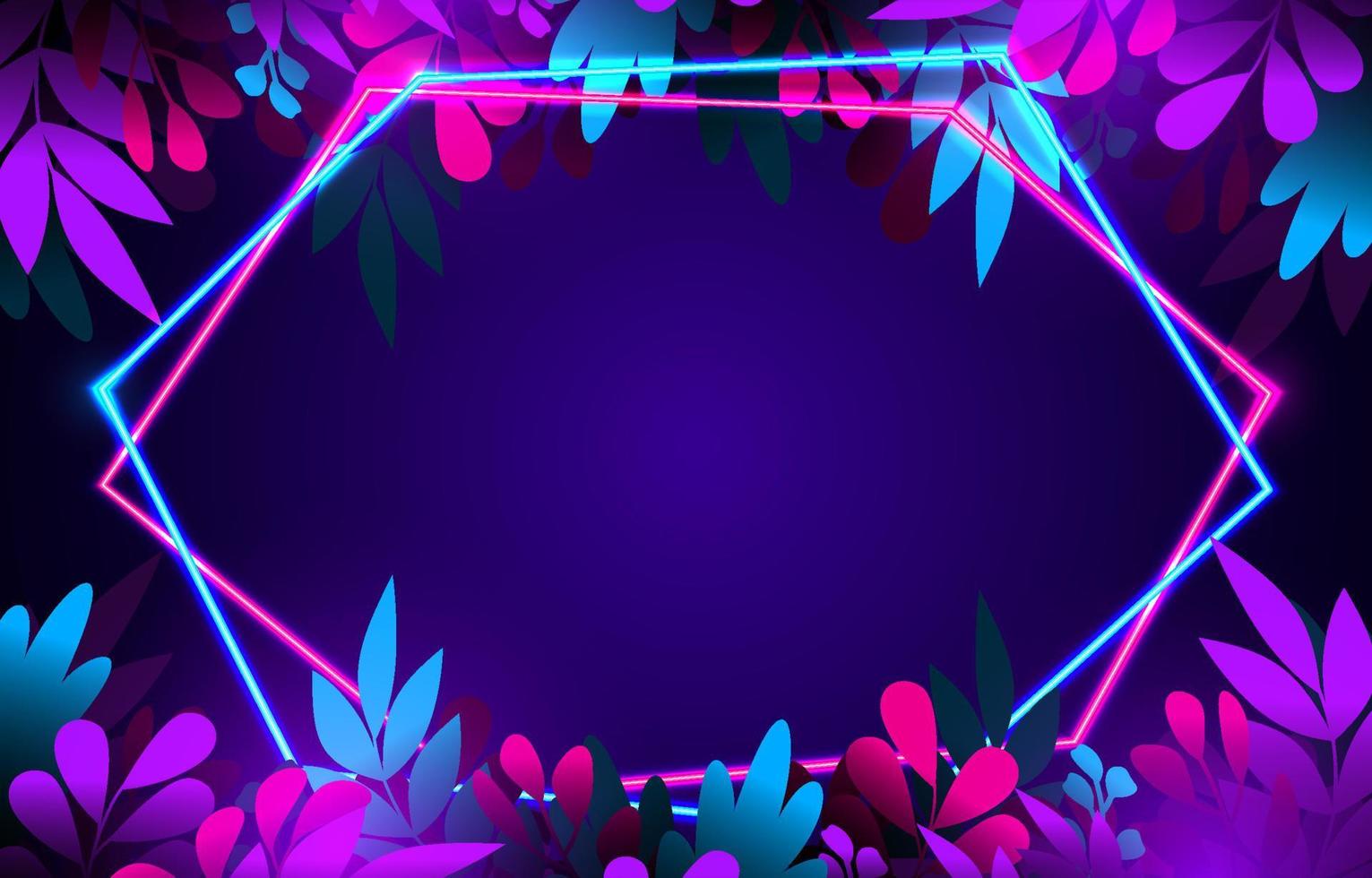 Abstract Neon Light with Floral Background vector
