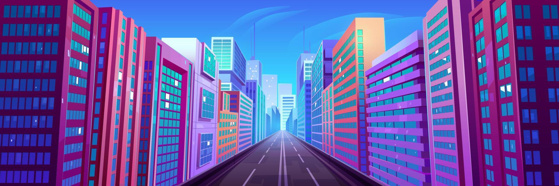 perspectiva de la carretera de la ciudad moderna vector