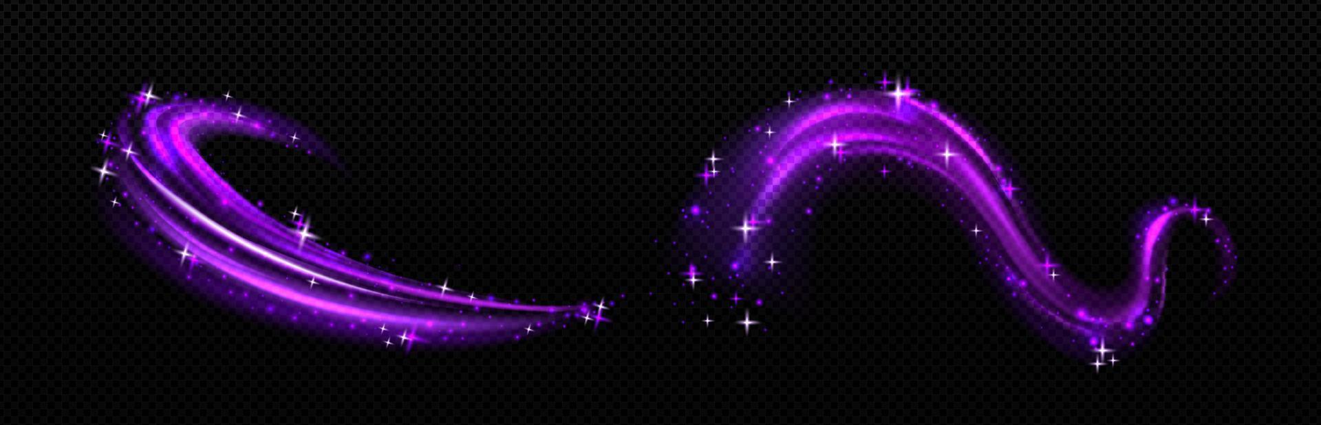 Magic effect, purple air swirl with white stars vector