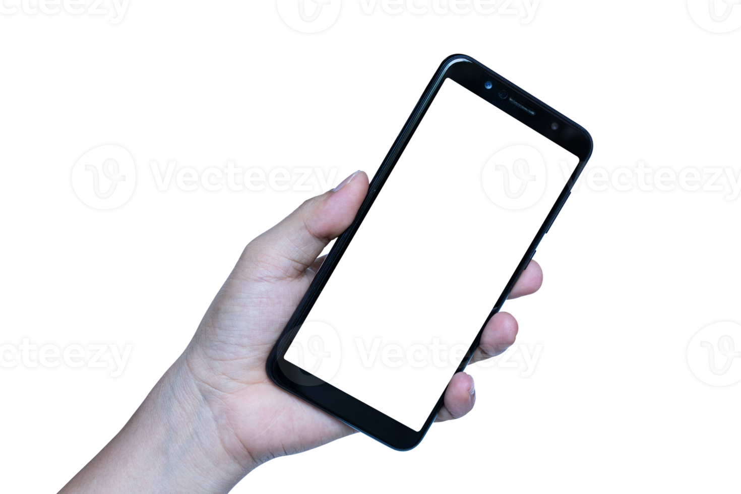 hand innehav smartphone isolerat på transparent bakgrund png fil