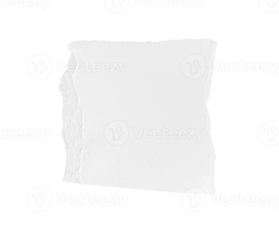 White ripped piece of paper isolated on transparent background PNG file