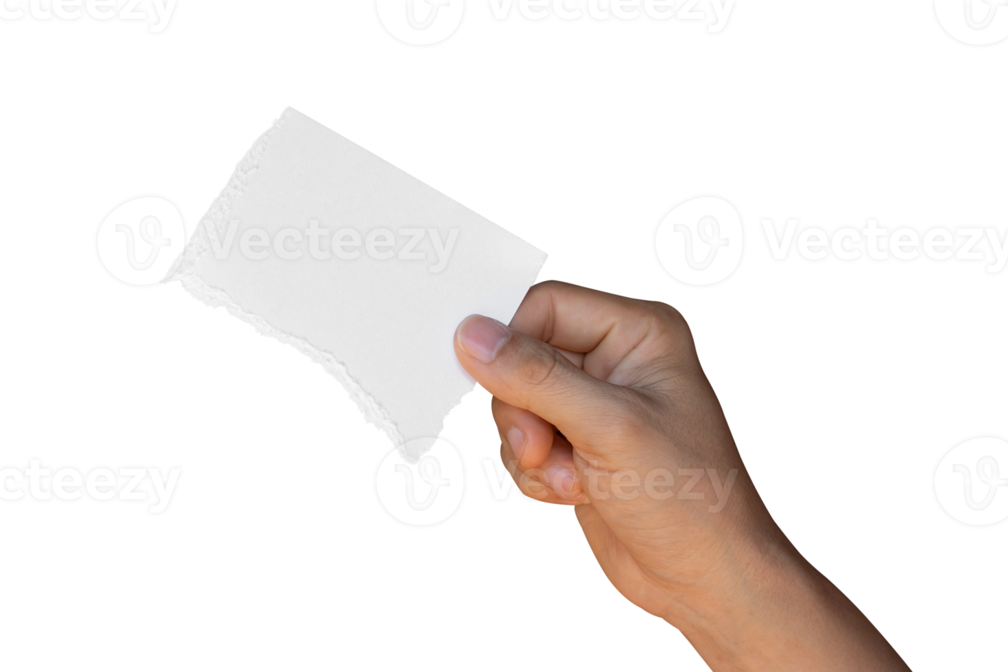 hand innehav rev trasig papper isolerat på transparent bakgrund png fil.