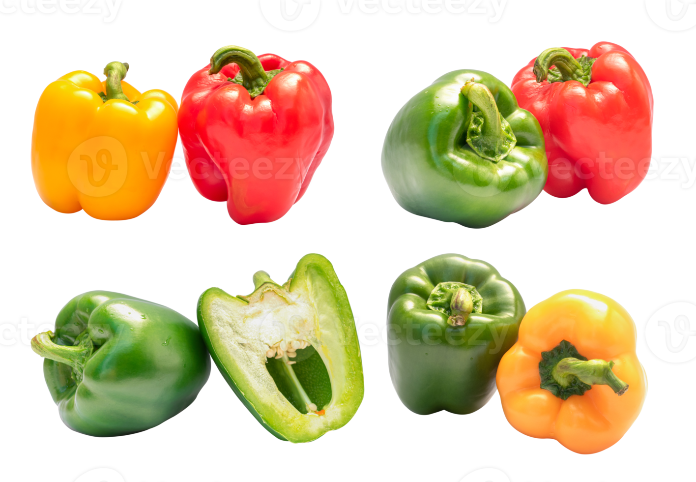 Set of Bell pepper isolated on transparent background PNG file