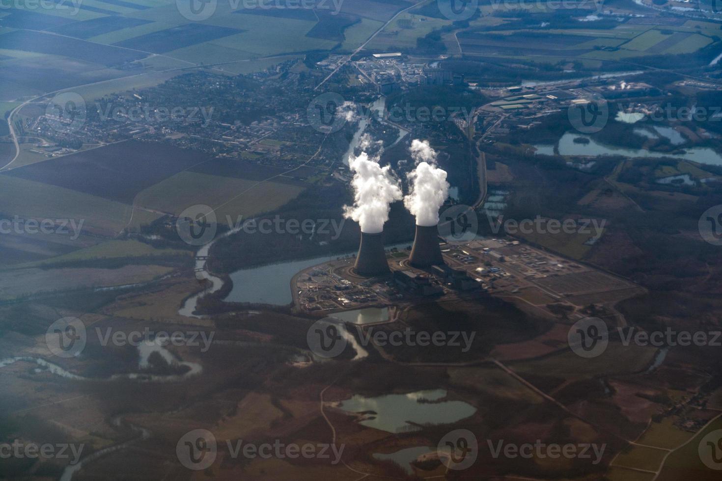Nuclear power plant aerial view photo