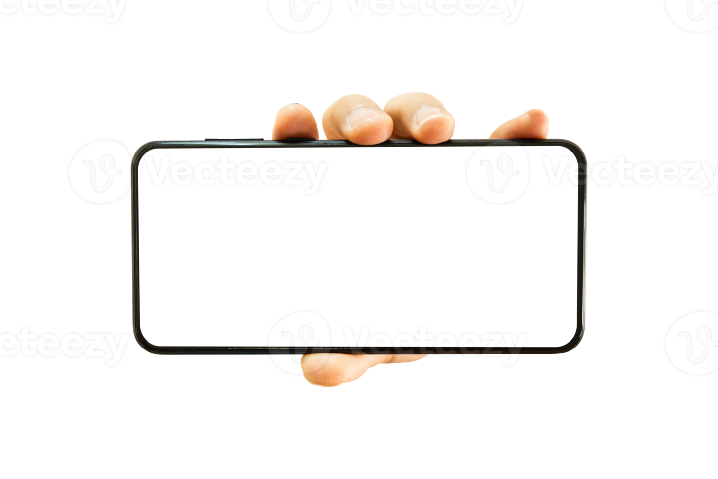 Hands holding smartphone isolated png