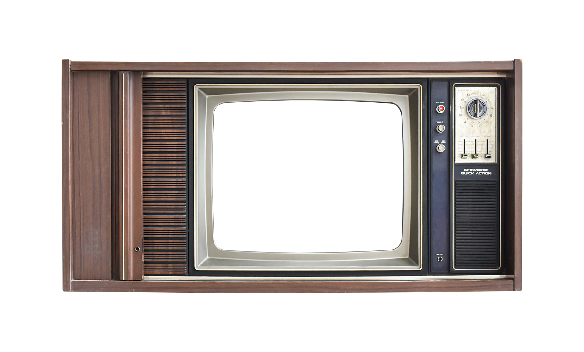 vieux téléviseur vintage avec écran transparent vierge et fond - format