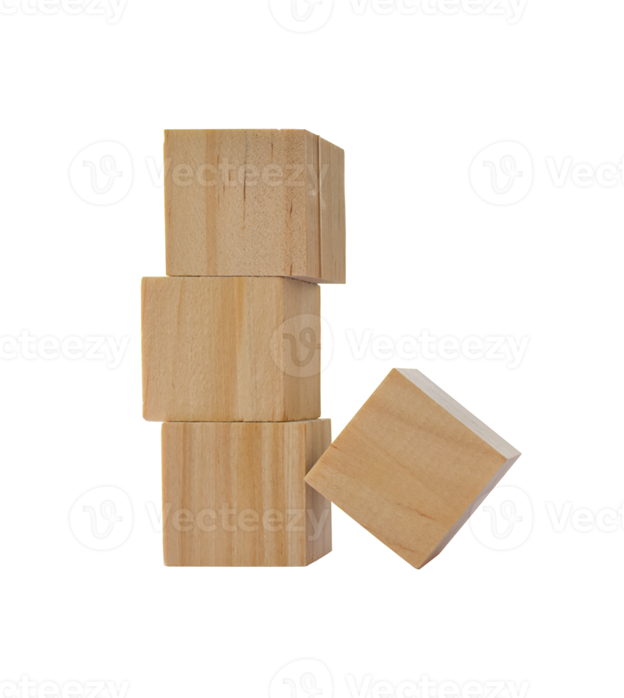 cubo geométrico de madera aislado png