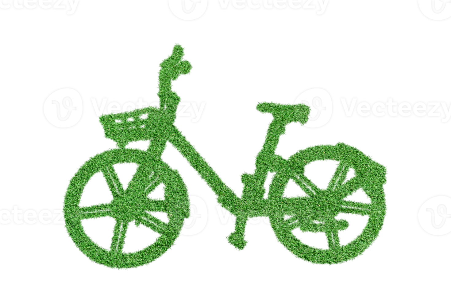 Bicycle made by grass isolated on transparent background - PNG format