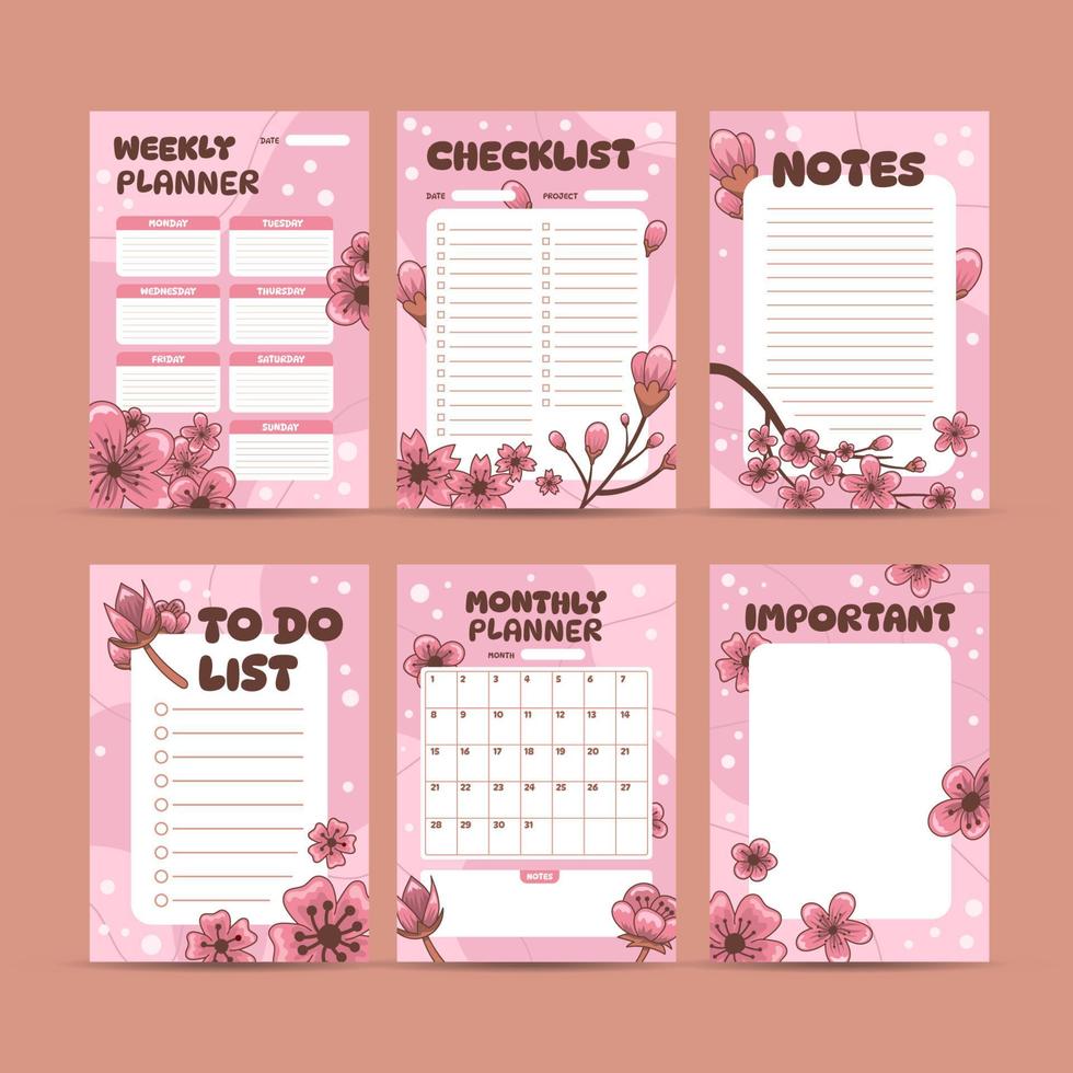 Cherry Blossom Journal Template vector