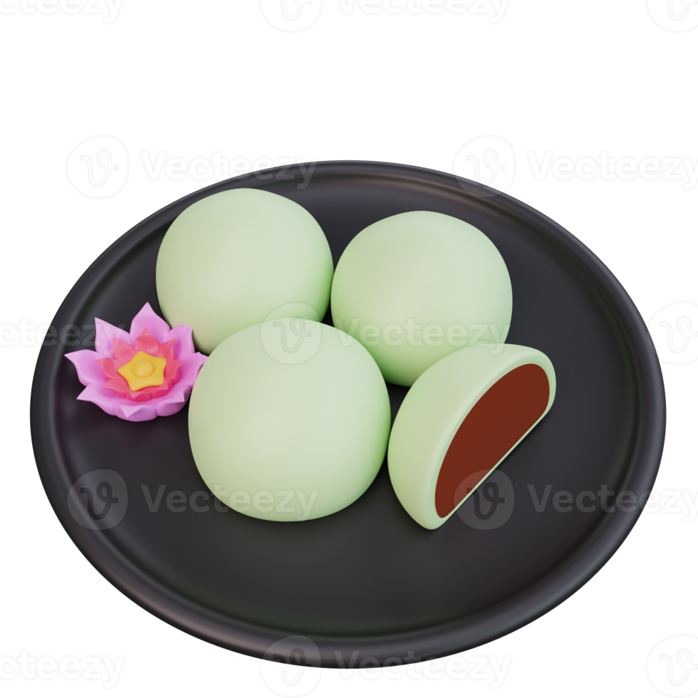 3d illustration of asian food Mochi,japanese food png