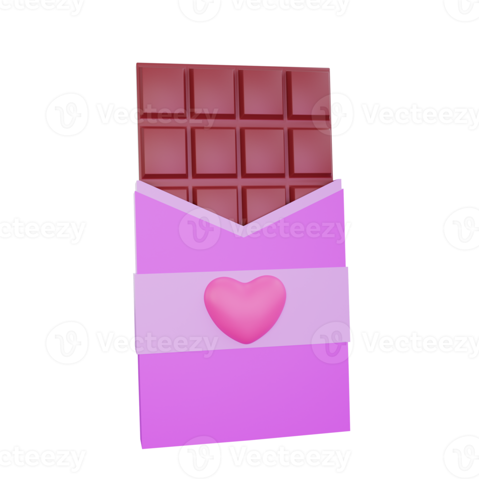 3d rendering of valentine's day chocolate icon png