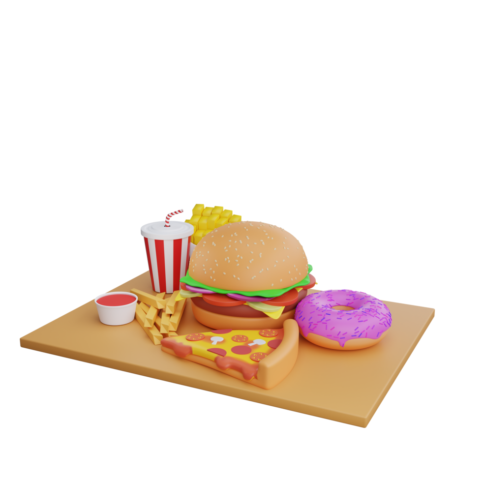 Ilustración 3d de comida latinoamericana,comida rápida png