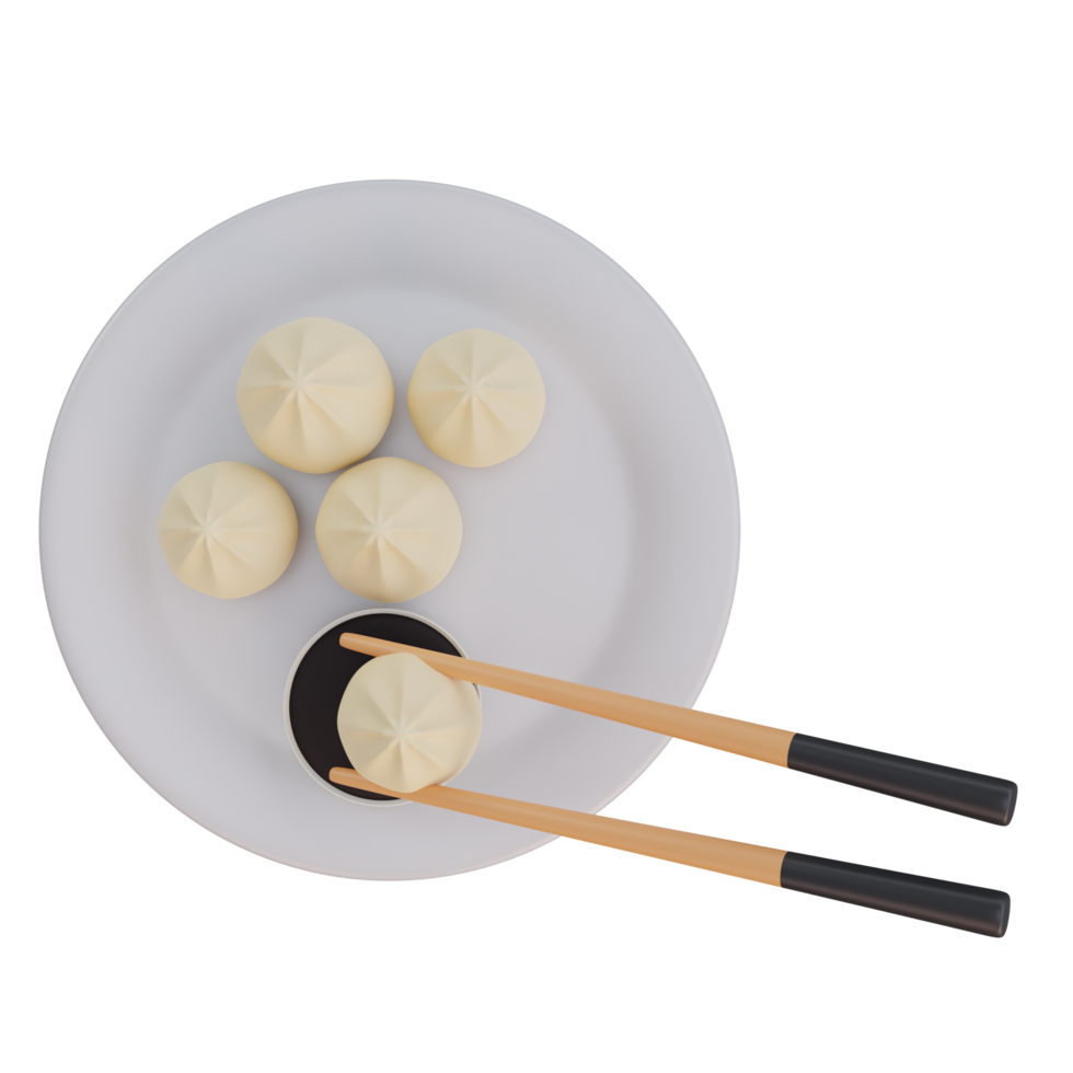 ilustração 3D de bolinho de comida asiática png