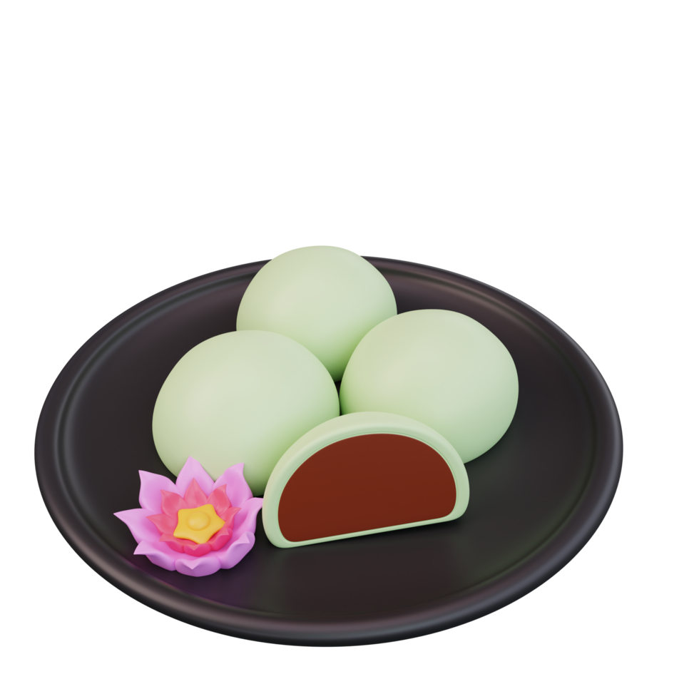 3d illustration of asian food Mochi,japanese food png