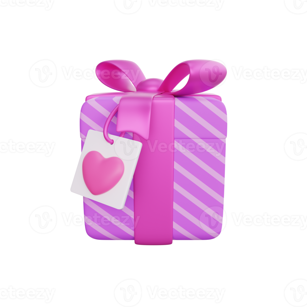 Icono de amor de regalo de día de san valentín de renderizado 3d png