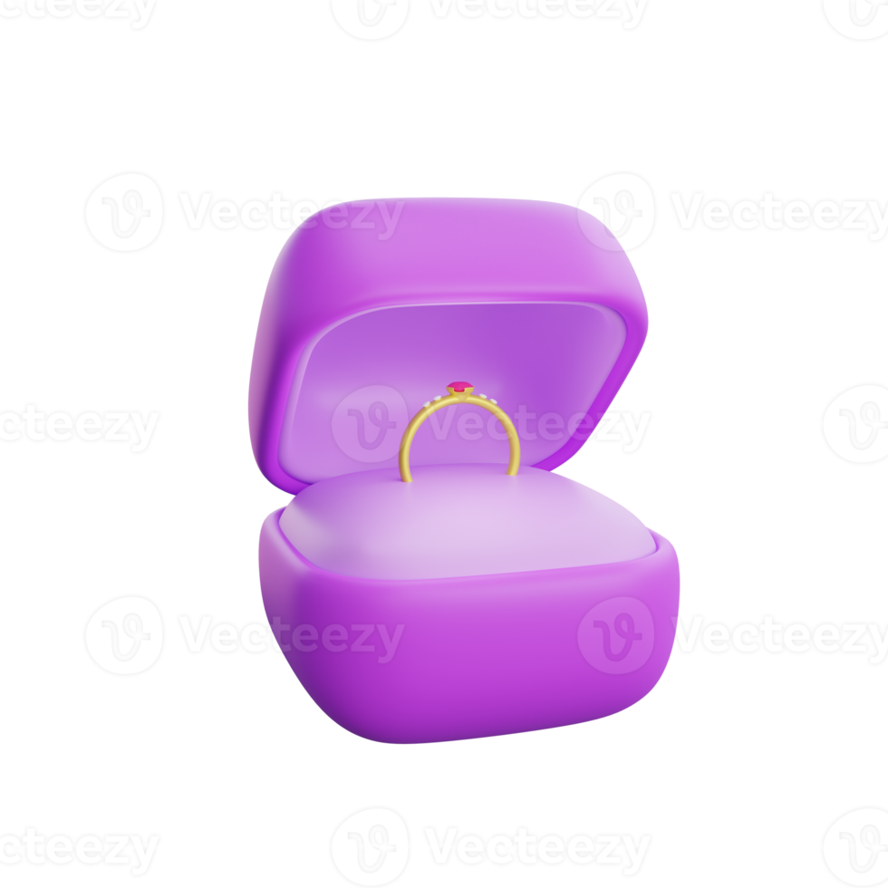 3d rendering valentine's day ring box icon png