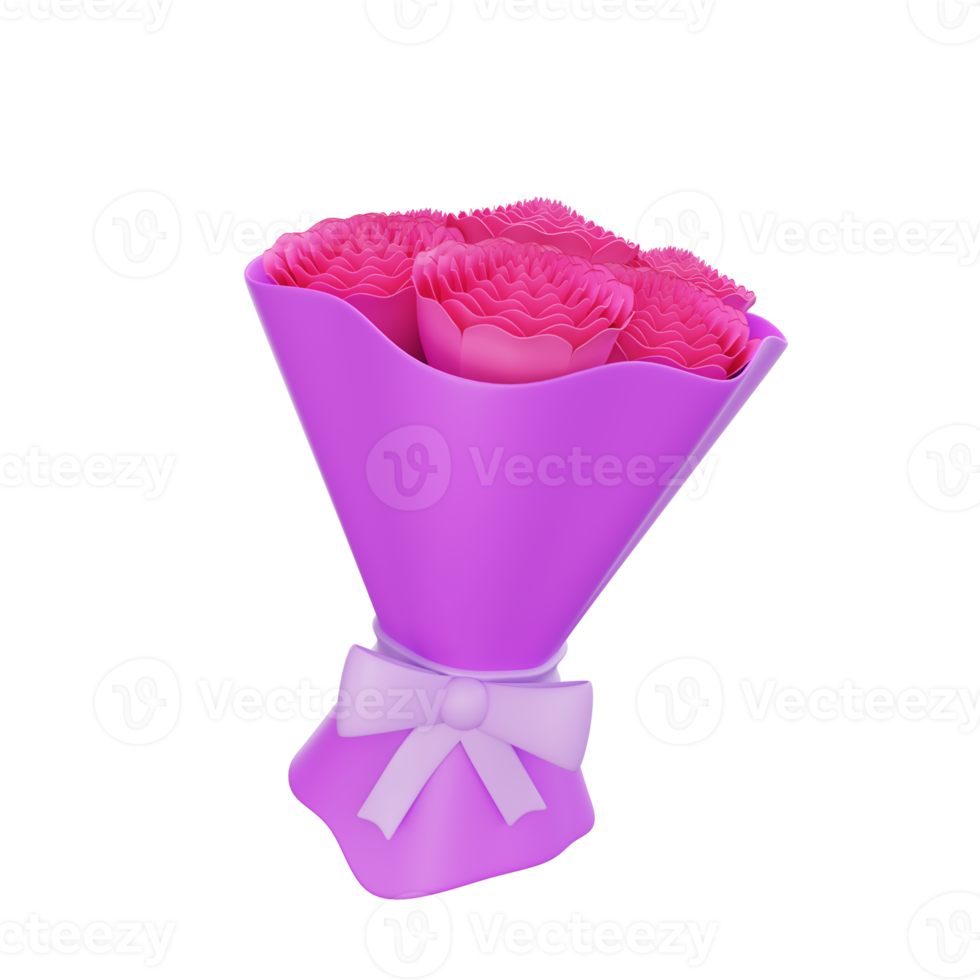 3d rendering valentine's day bouquet flower icon png