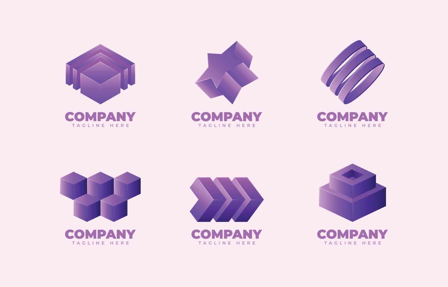 Set of 3D Geometric Shape Logo vector