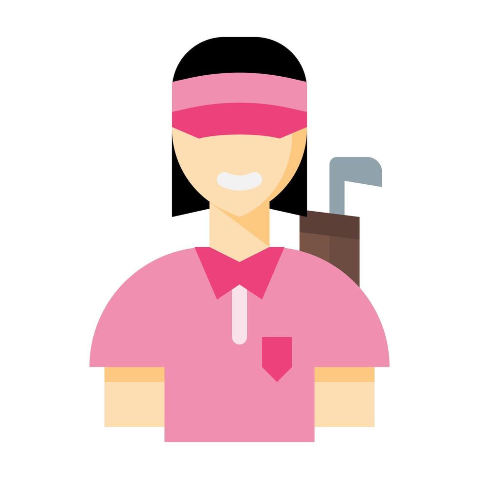 golfista femenina, icono de jugador de golf en estilo plano vector