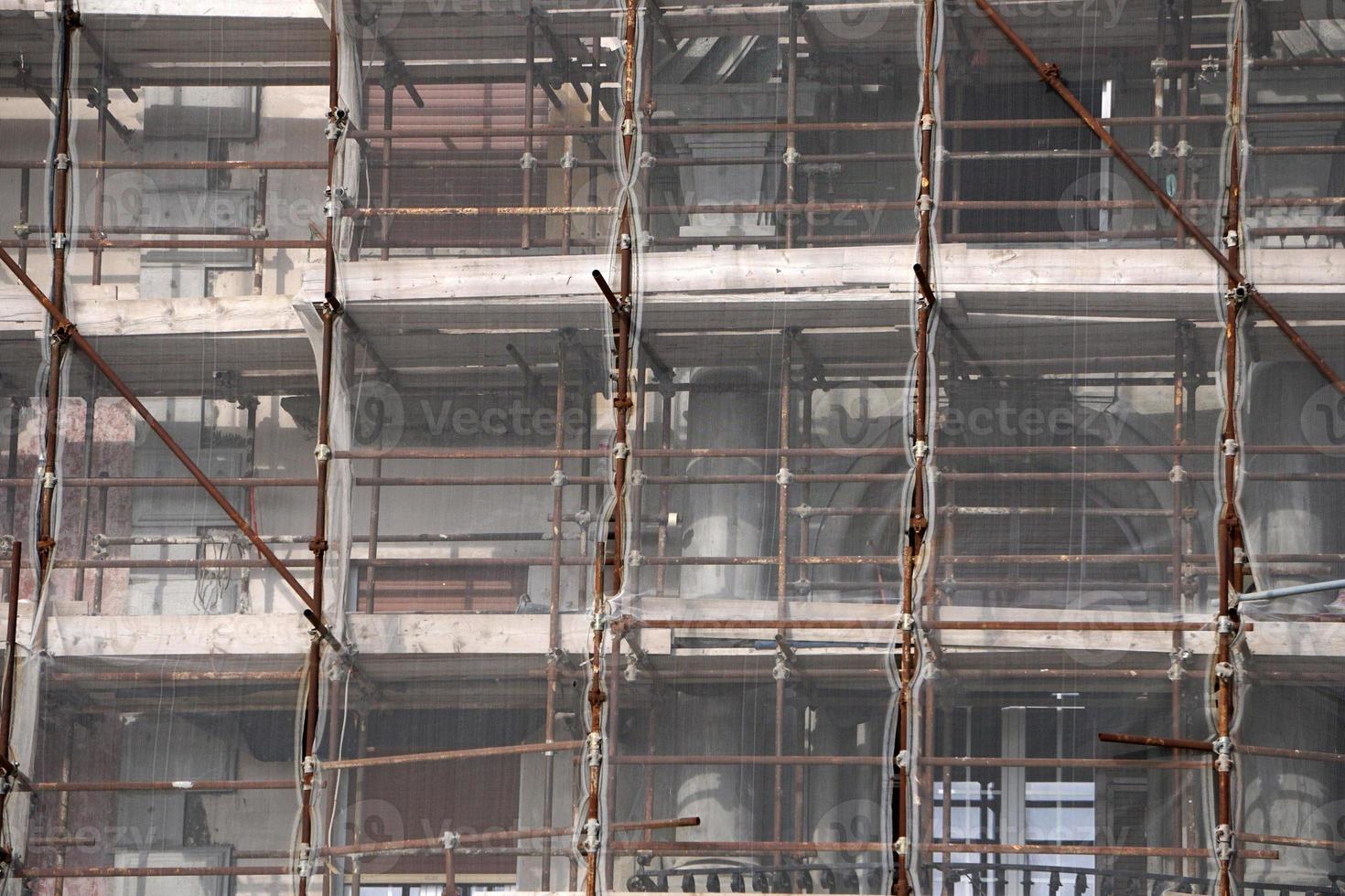 scaffolding on building restoration in Italy photo