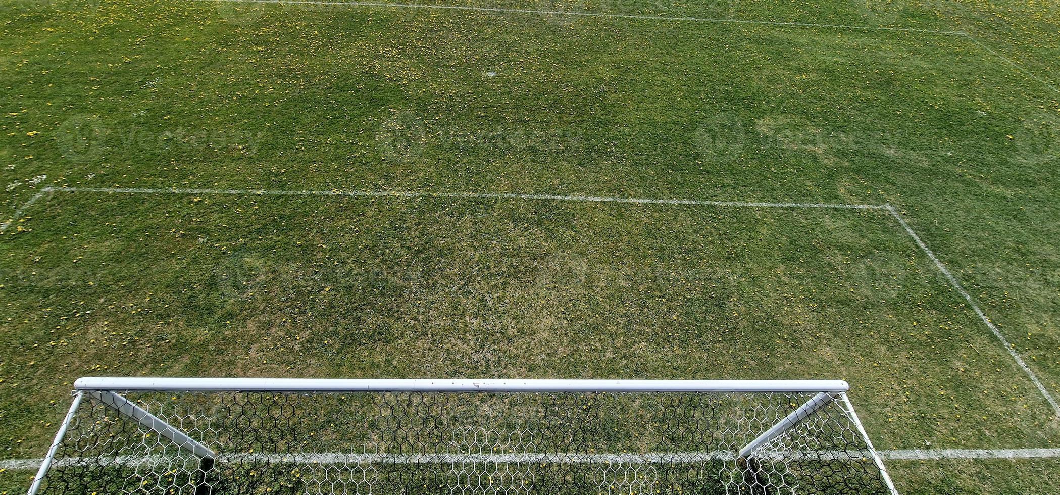 country soccer field green grass with yellow flowers photo