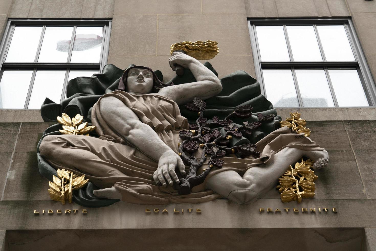 NEW YORK, USA - MAY 5 2019 - Golden bas relief at Rockefeller Center photo