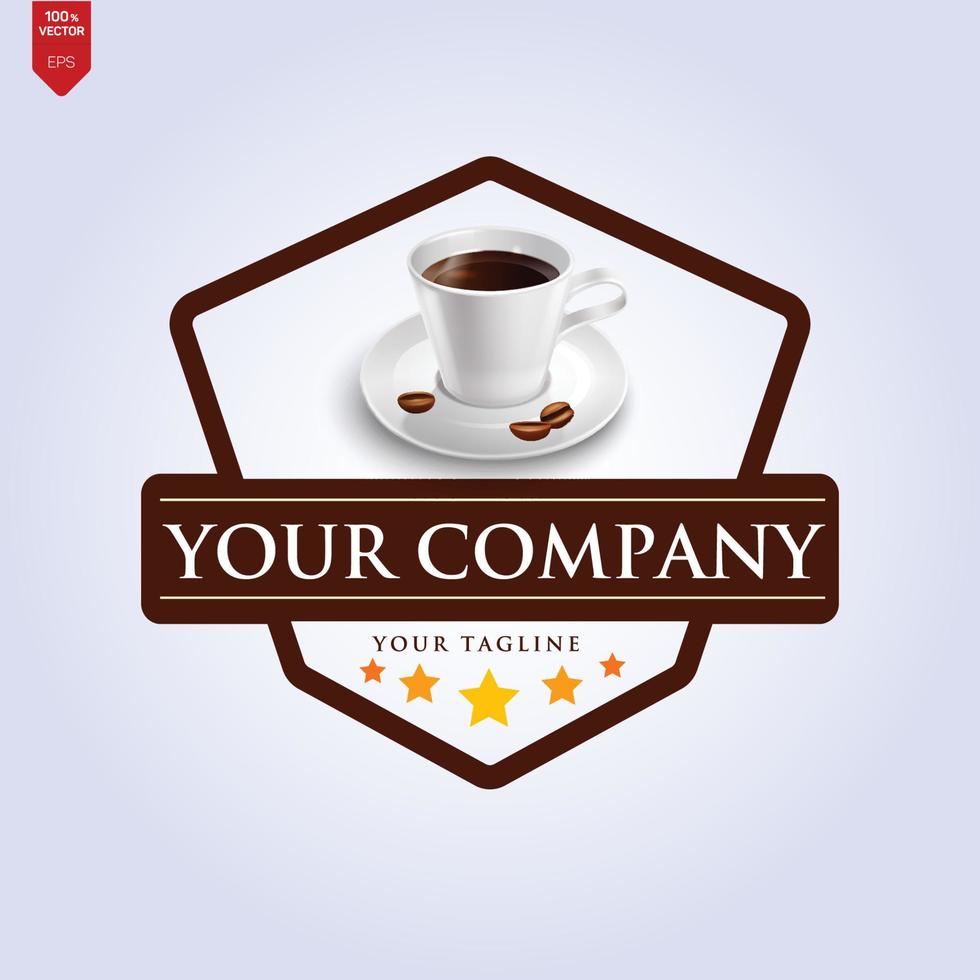 diseño de icono de vector de plantilla de logotipo de taza de café y frijoles vector gratis