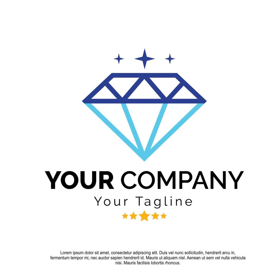 Diamond vector icons. Black, linear and color style. Abstract jewelry gemstones isolated on white. Blue crystals. Jewelry logo design. Free Vector