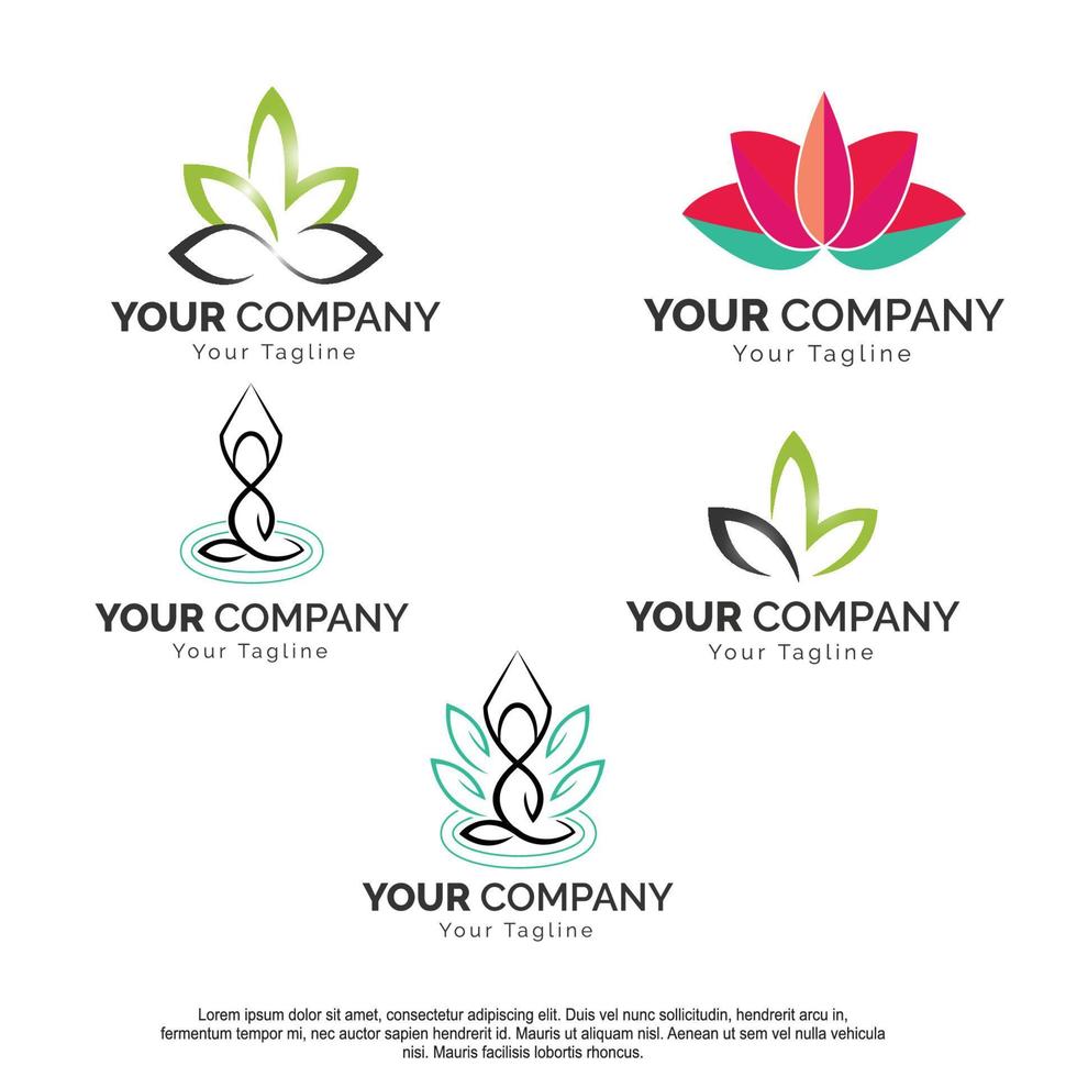 Set of Spa element Hand Drawn Logo with body and Leaves. Logo for spa and beauty salon, boutique, massage therapy, organic shop, relaxation, woman body, yoga, cosmetics store. Free Vector Free Vector