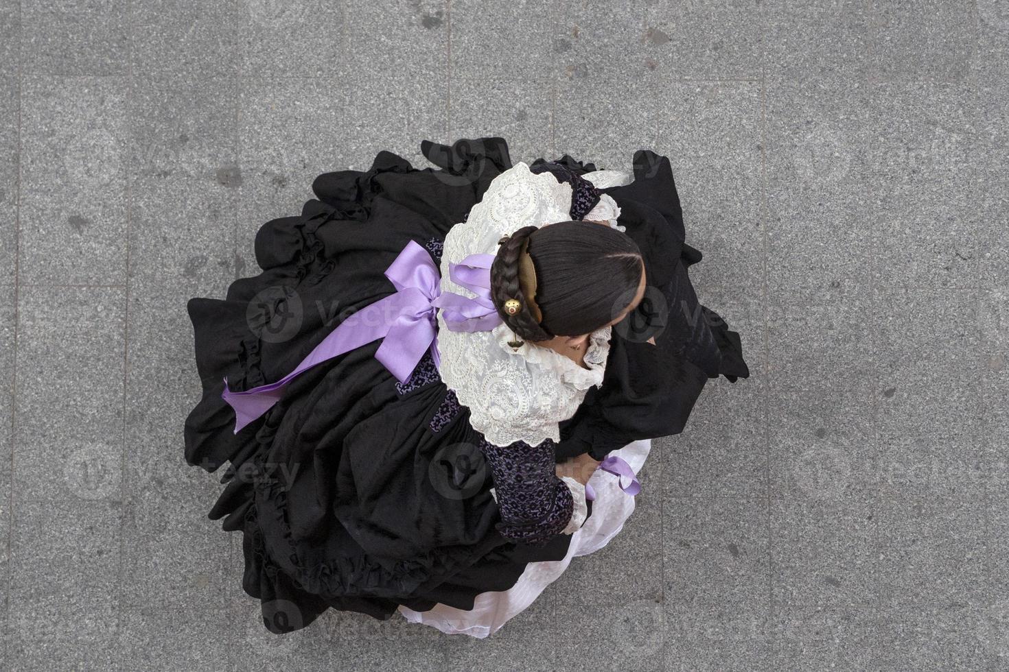traditional dress valencia woman from above photo
