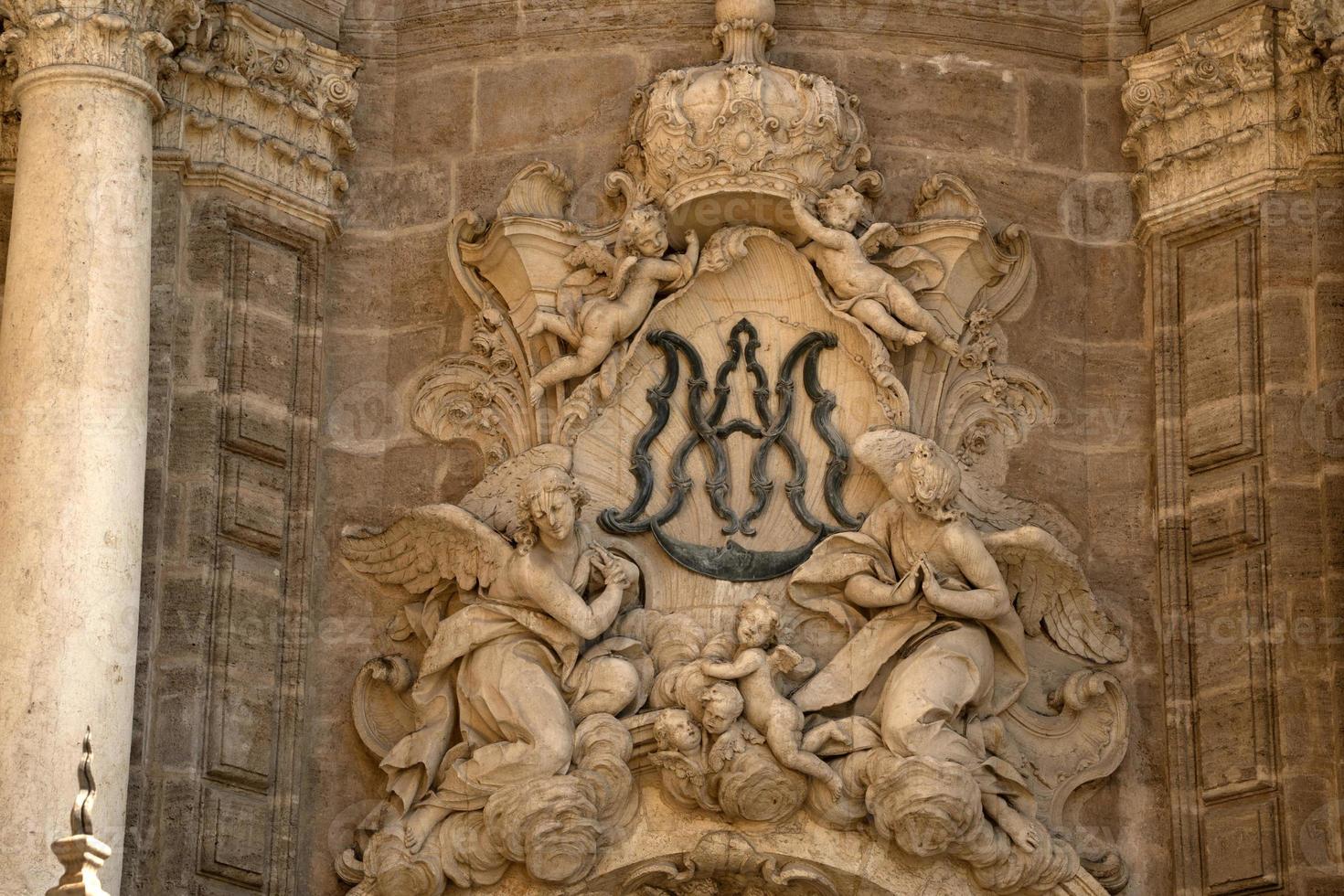 Valencia Spain gothic cathedral church external bas relief photo