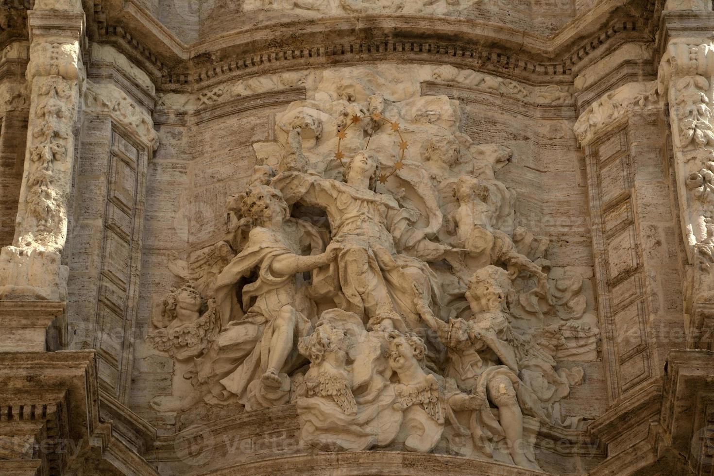 Valencia Spain gothic cathedral church external bas relief photo