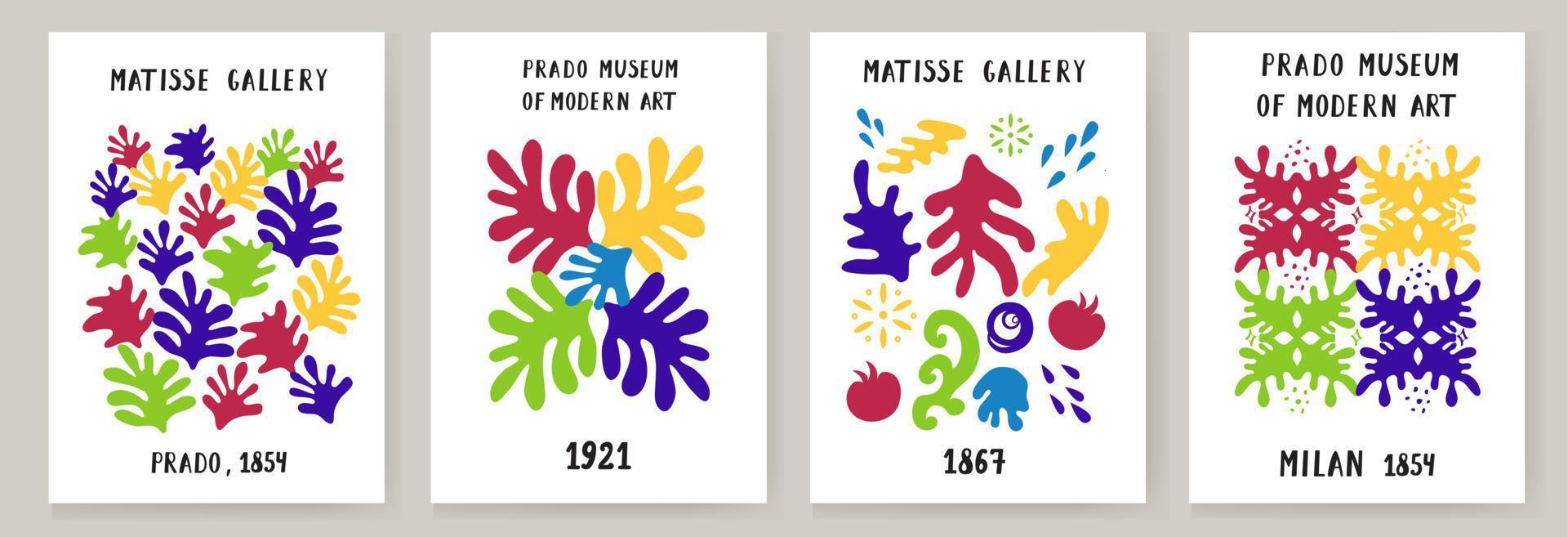 An abstract set of Matisse posters depicting an abstract face and geometric shapes. Aesthetic Contemporary Art, Illustration, Vector, Poster, Postcard. vector