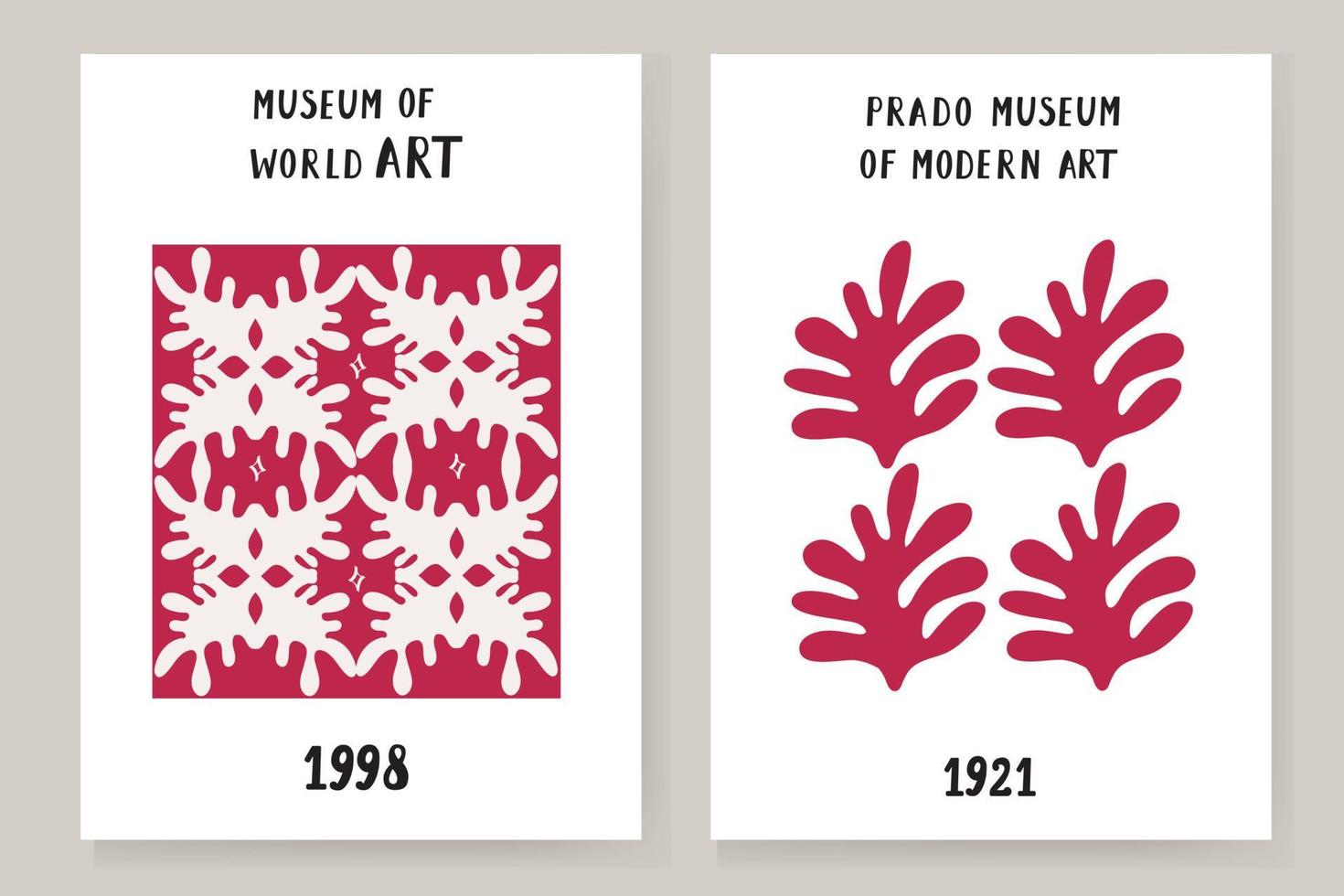 An abstract set of Matisse posters depicting an abstract face and geometric shapes. Aesthetic Contemporary Art, Illustration, Vector, Poster, Postcard. vector